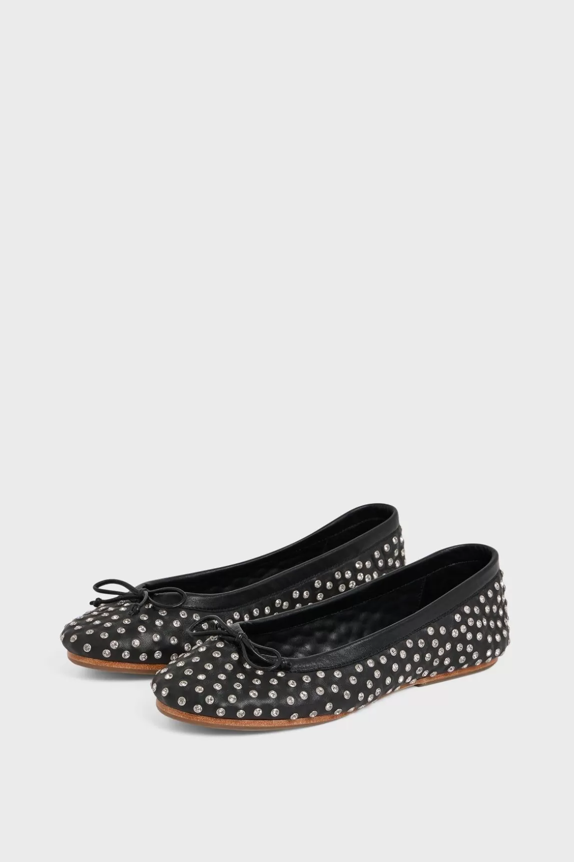 Gerard Darel Ballerines En Cuir Noir Strass Noir - Mia Online