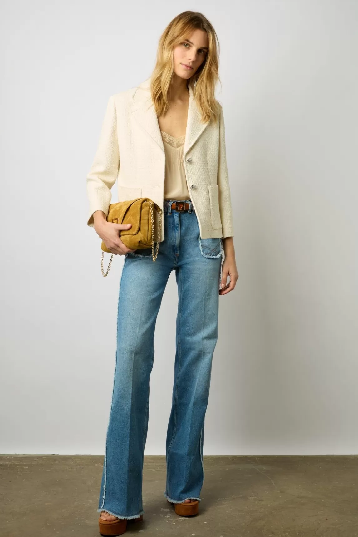 Gerard Darel Blazer En Tweed Uni Ecru - Bailee Cheap