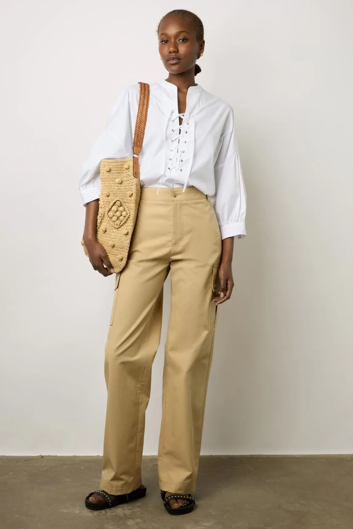 Gerard Darel Blouse En Coton A Lacet Blanc - Alania Cheap