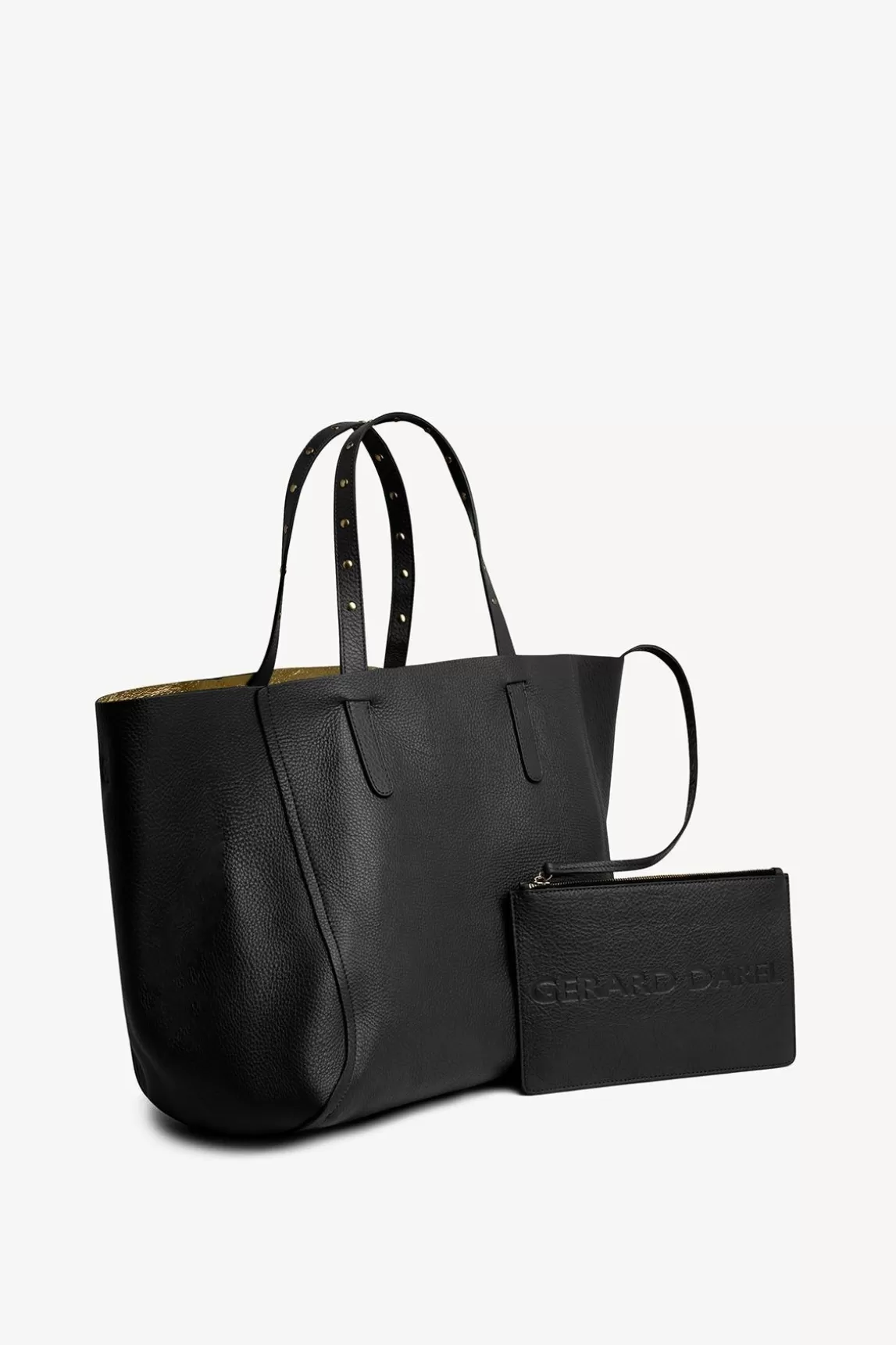 Gerard Darel Cabas En Cuir Graine Noir/Or - Simple 2 Hot