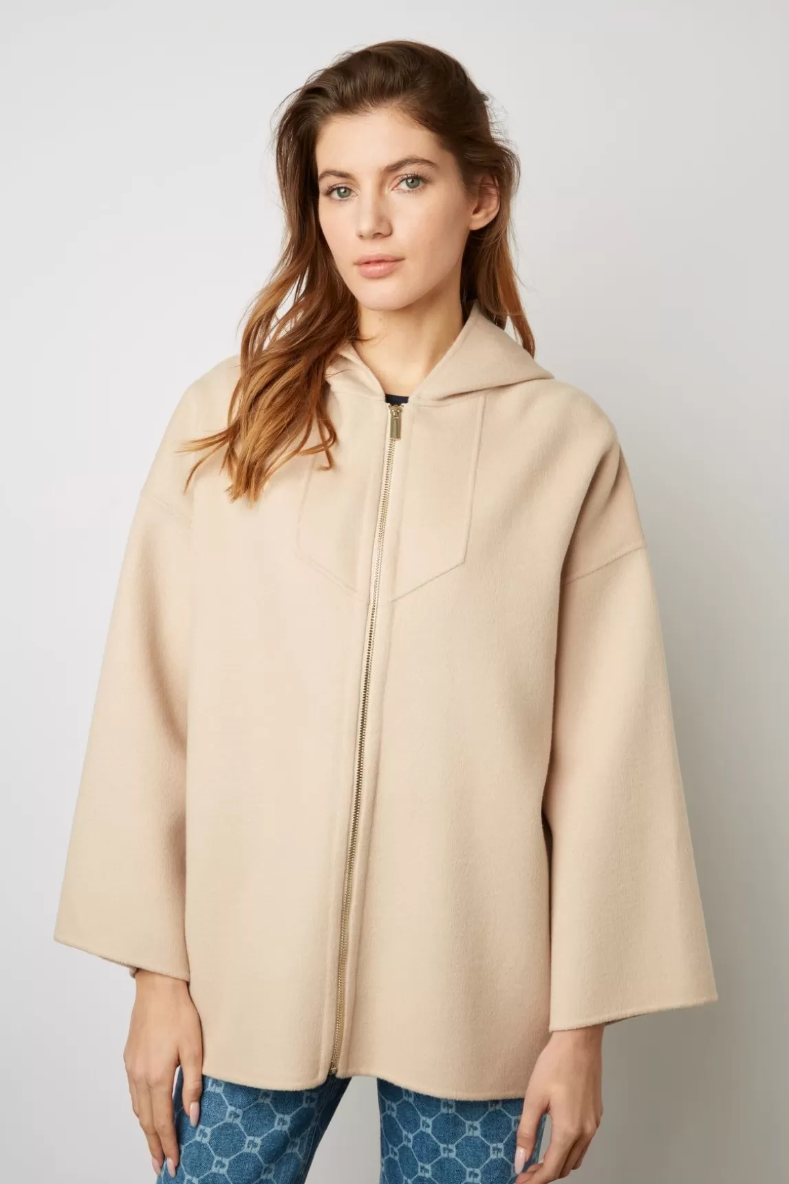 Gerard Darel Cape En Laine Double Face Sable - Nesrynn New