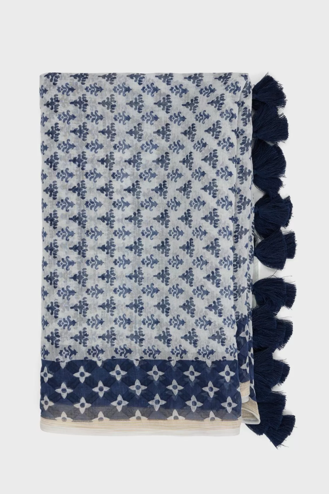 Gerard Darel Foulard En Soie A Pompons Indigo - Pauline Fashion