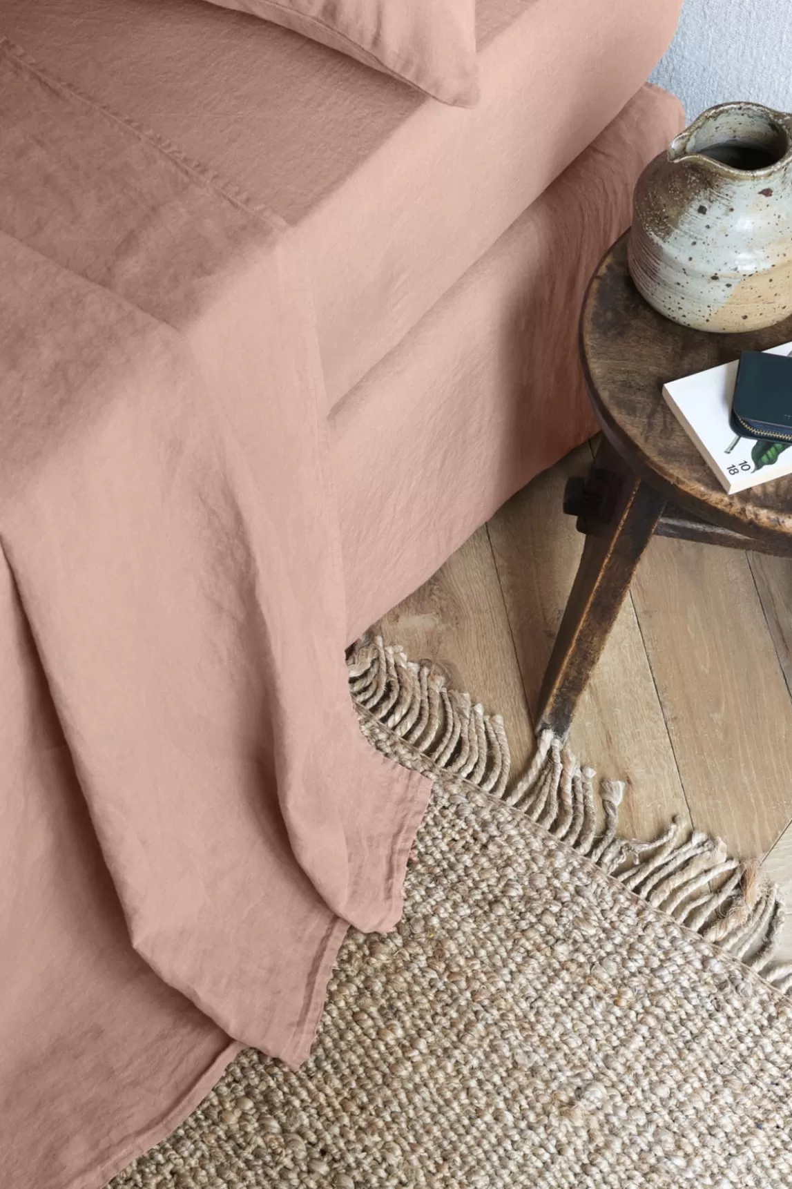 Gerard Darel Grand Drap Plat En Lin Lave - Rose Ancien Clearance