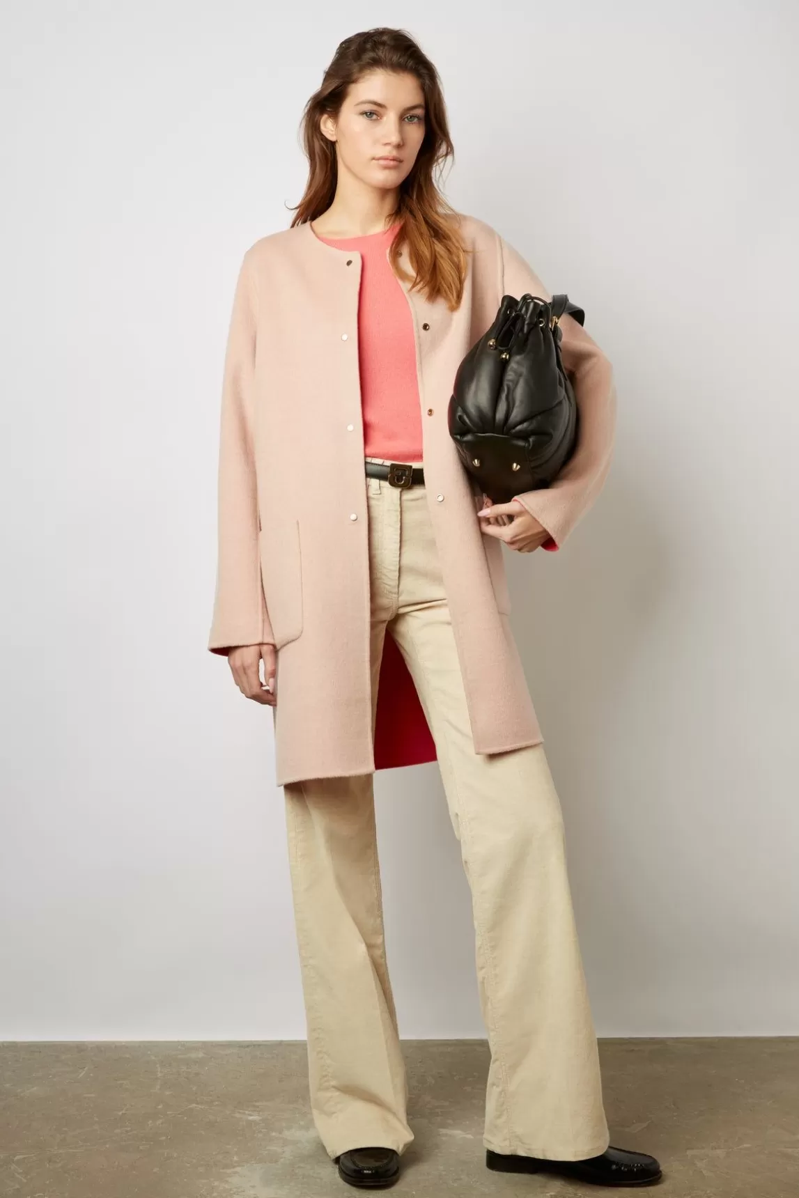 Gerard Darel Manteau Reversible En Laine Corail - Nadra Shop