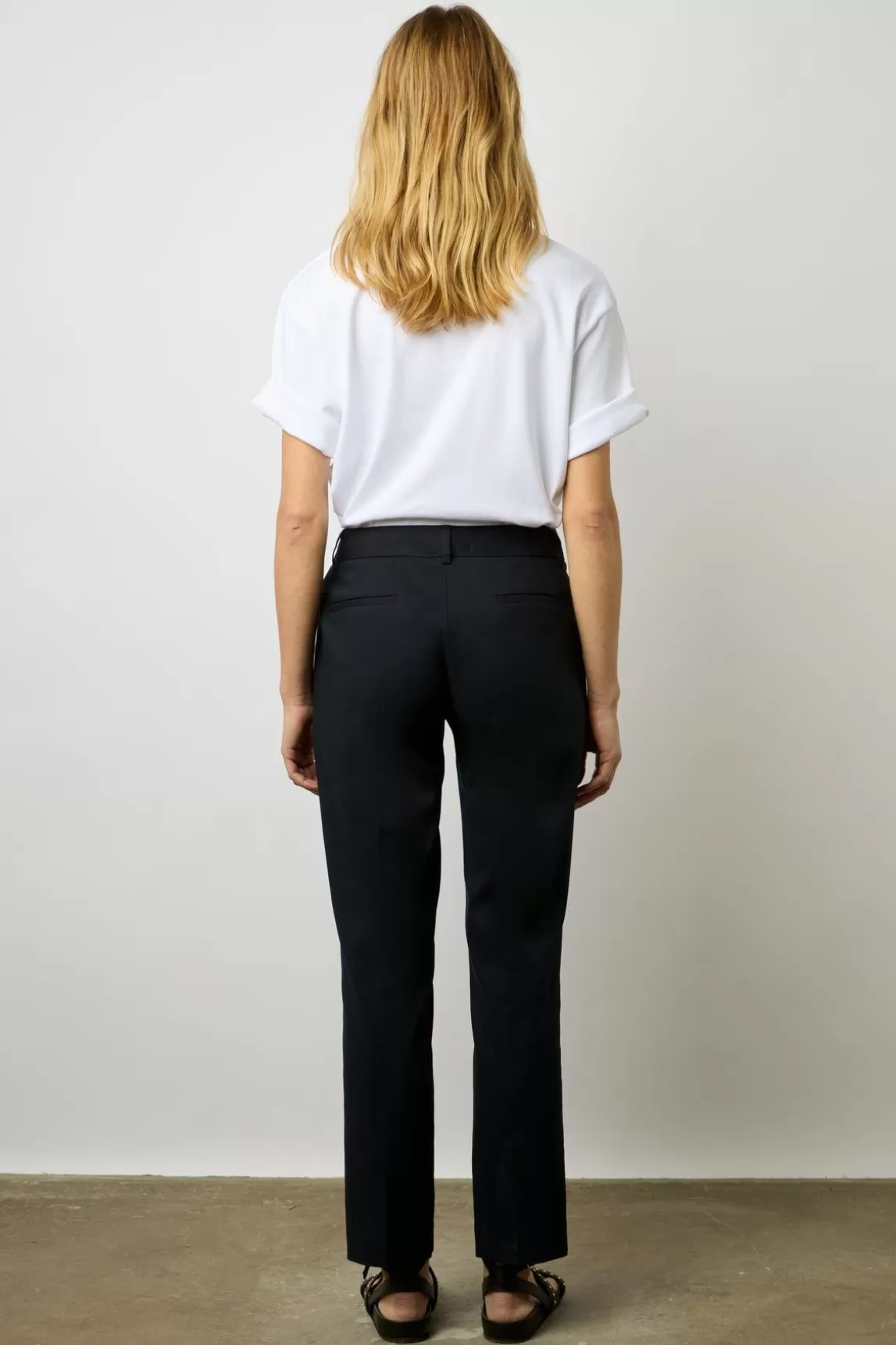 Gerard Darel Pantalon 7/8 En Coton Uni Marine - Cora Flash Sale