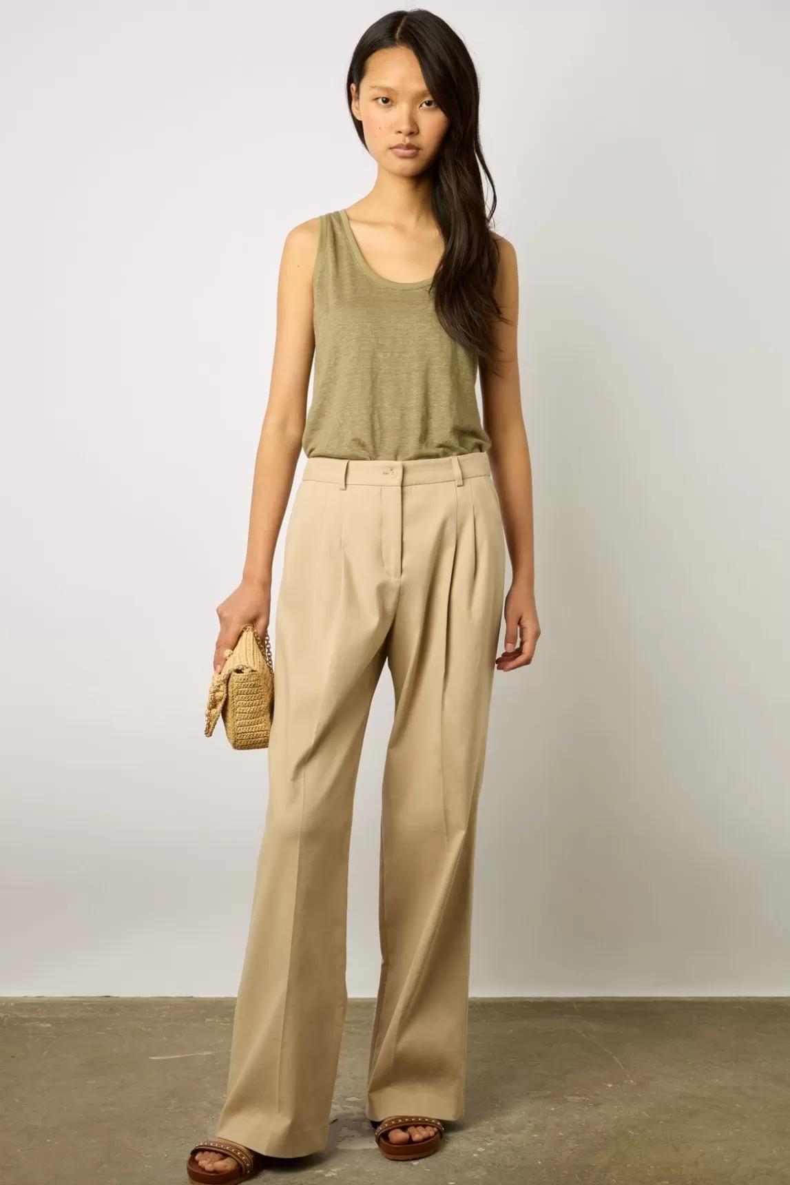 Gerard Darel Pantalon Carotte En Coton Sable - Cecilia Fashion