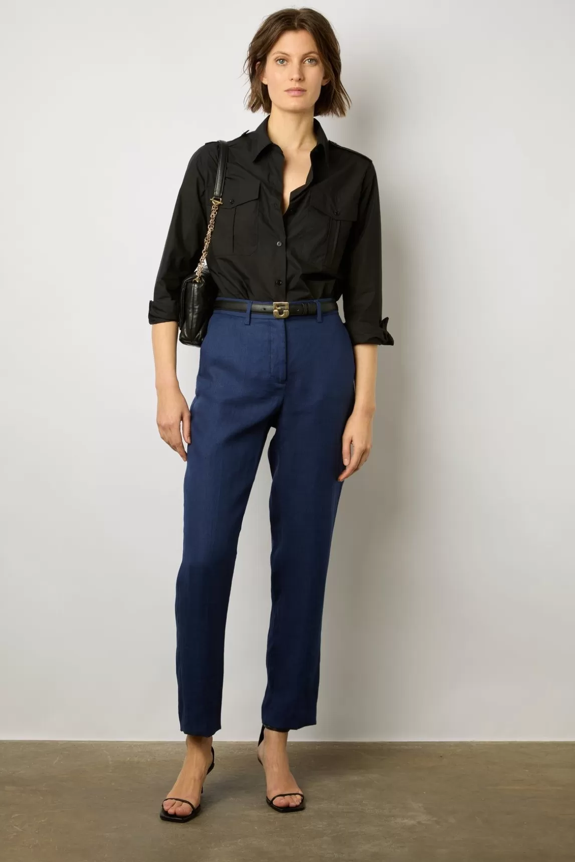 Gerard Darel Pantalon De Tailleur En Lin Encre - Cyann Best Sale