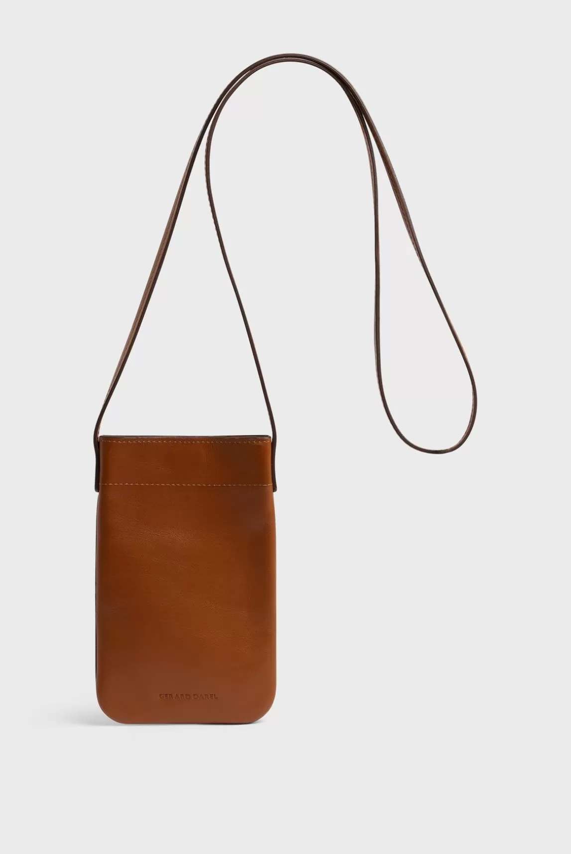 Gerard Darel Porte Telephone En Cuir Cognac - Ladyphone Online