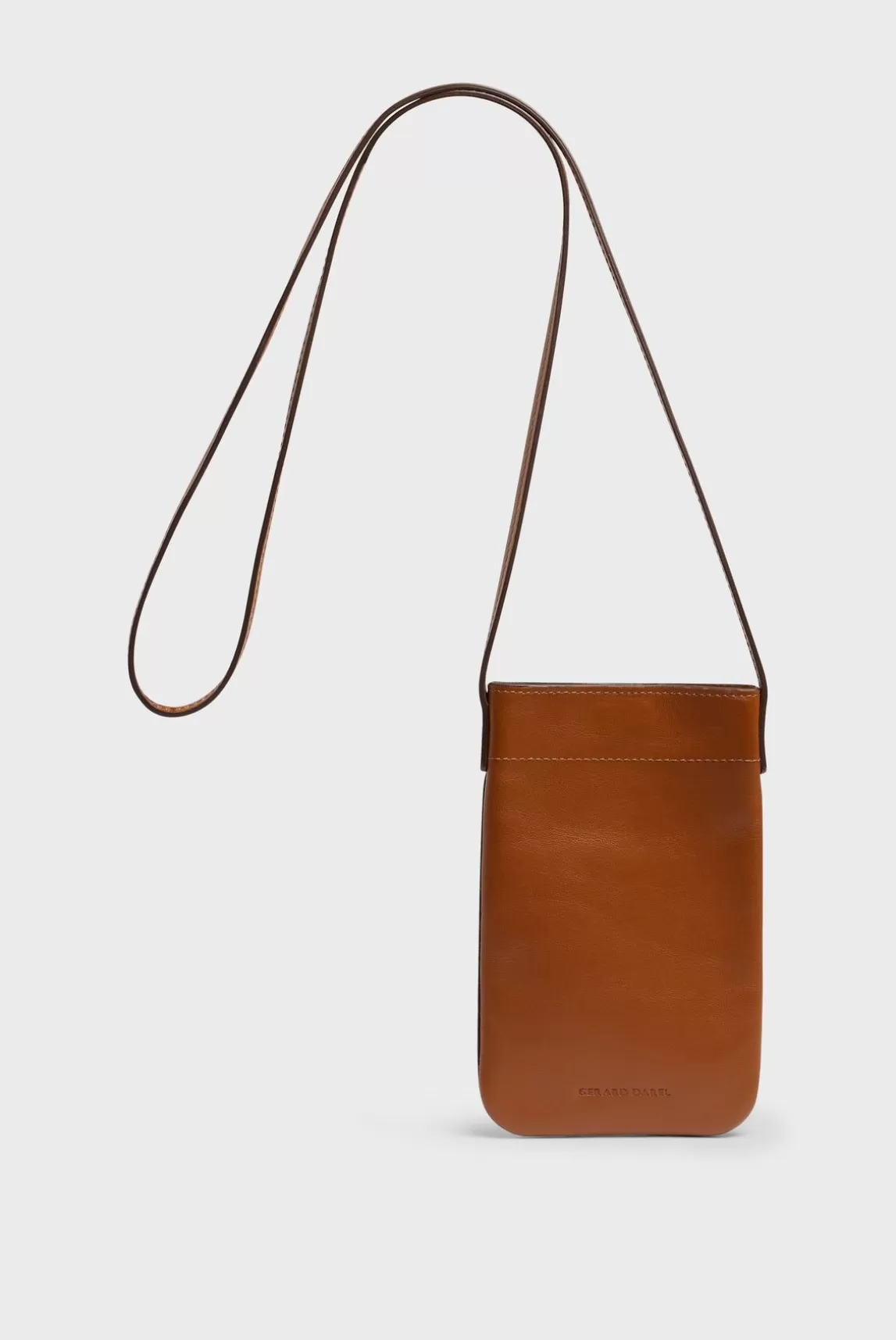 Gerard Darel Porte Telephone En Cuir Cognac - Ladyphone Online