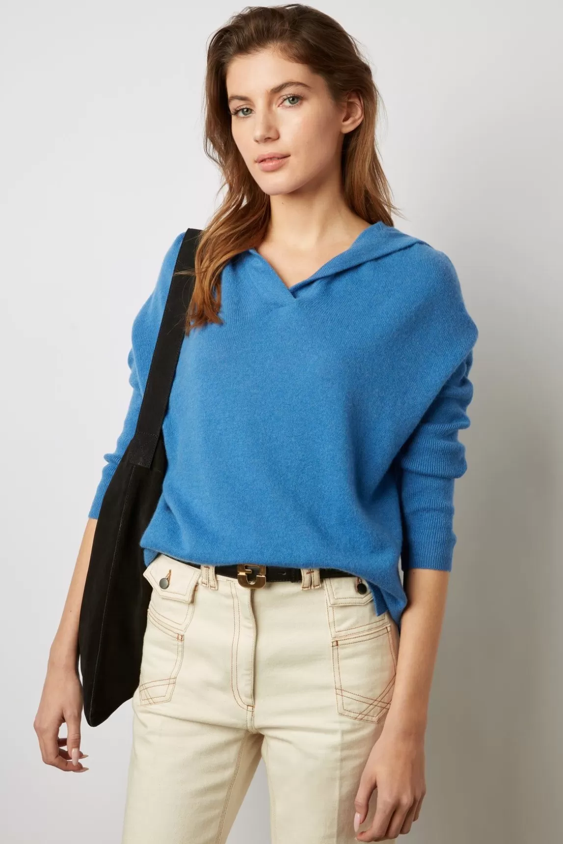 Gerard Darel Pull Cachemire A Capuche Bleu - Leotina Clearance