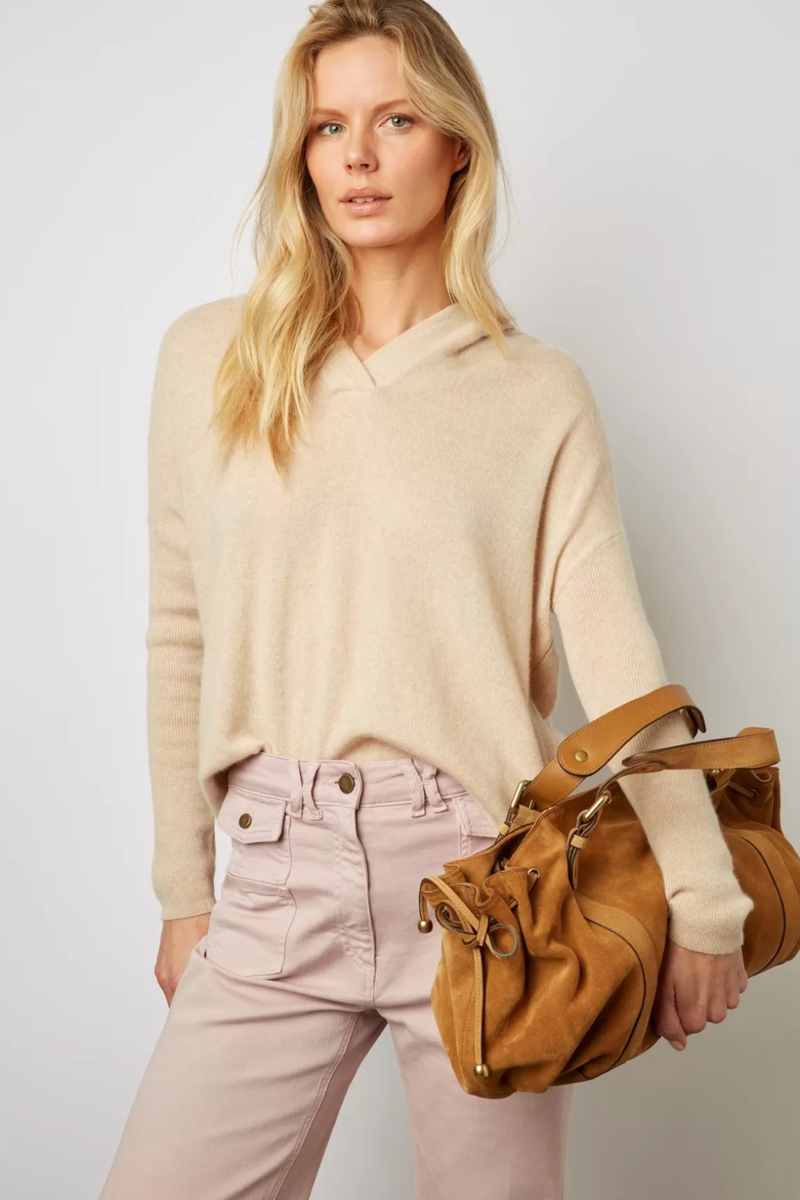 Gerard Darel Pull Cachemire A Capuche Sable - Leotina Discount