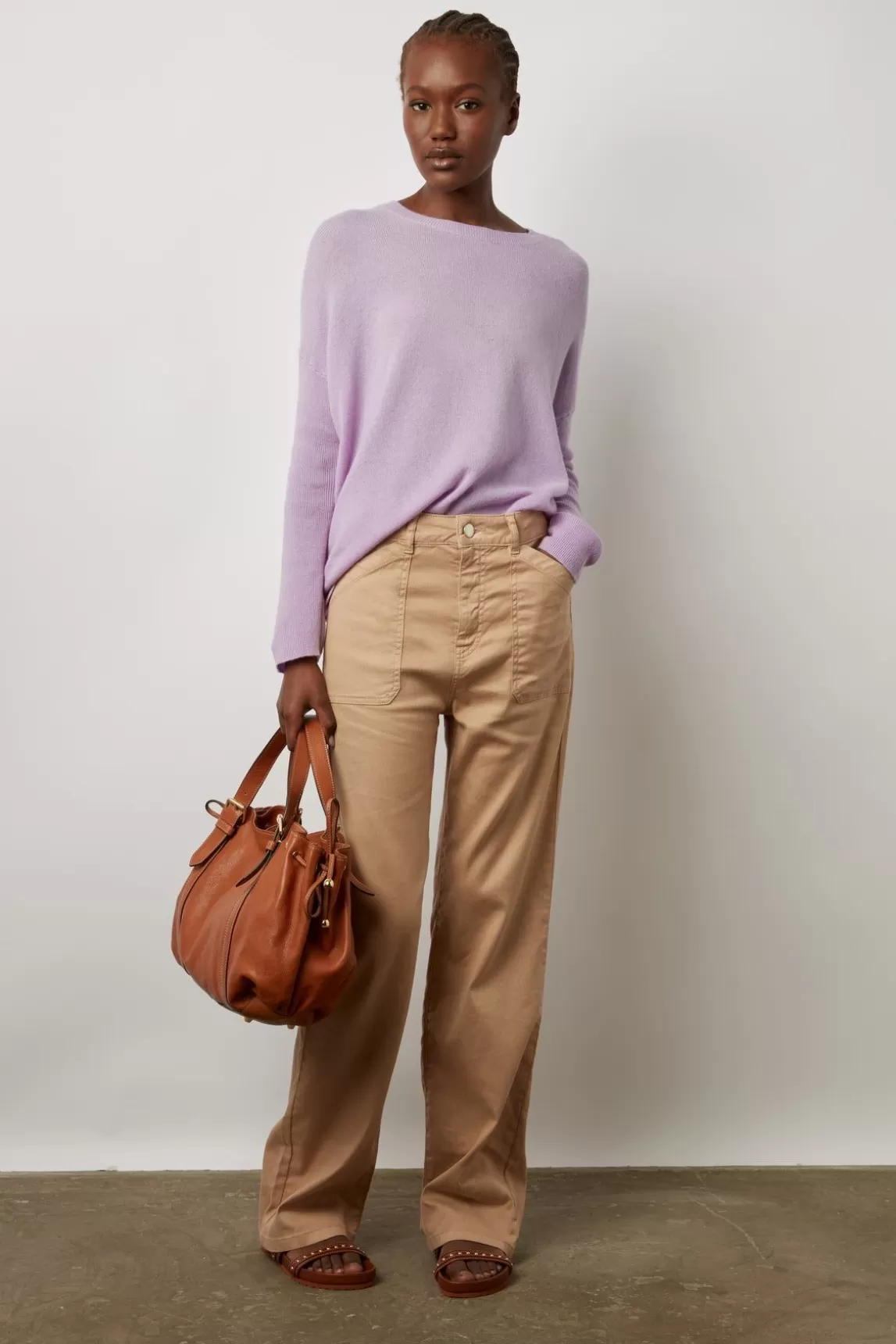 Gerard Darel Pull Cachemire A Col Rond Lilas - Laurrea Outlet