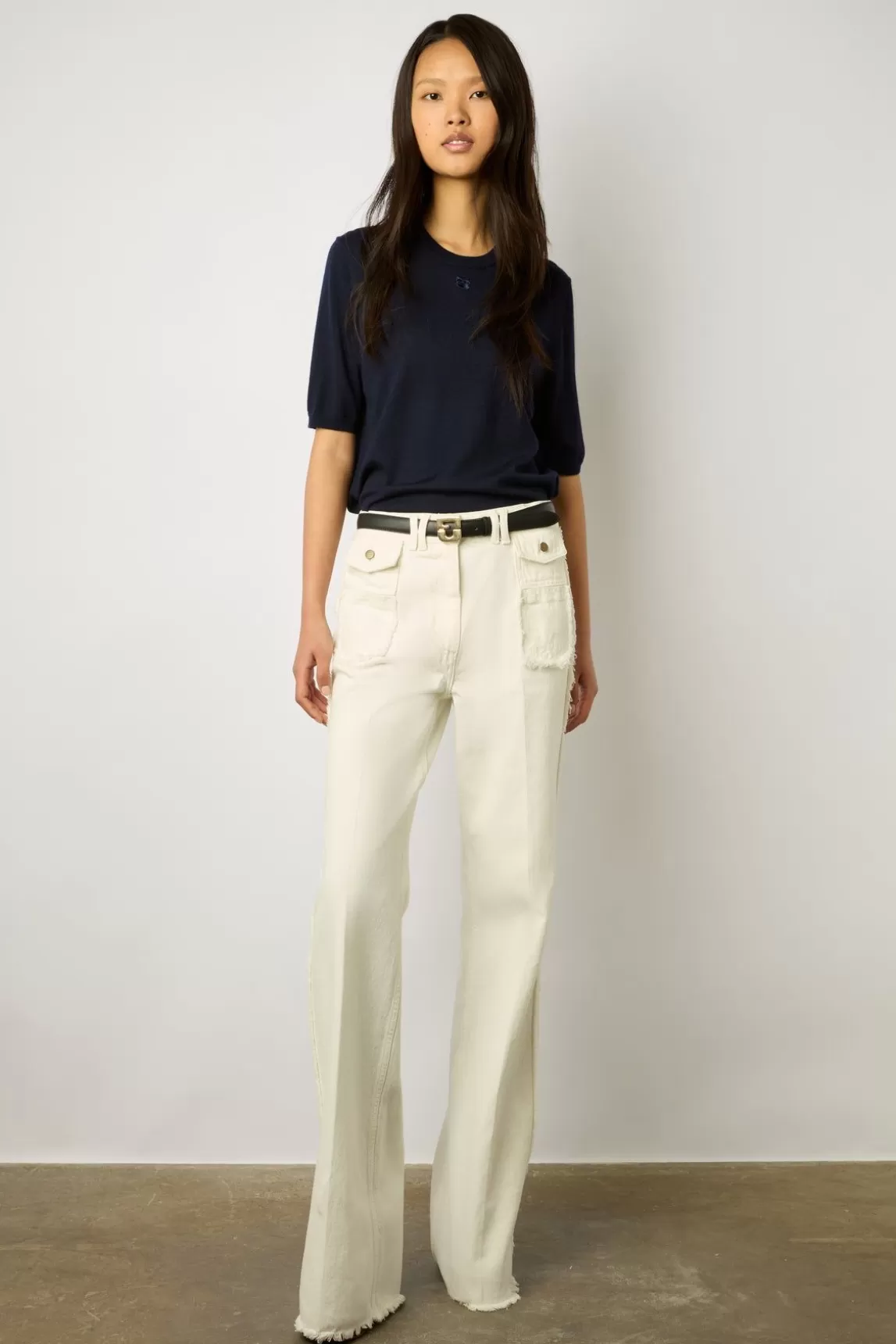 Gerard Darel Pull Manches Courtes En Laine Marine - Lysea Cheap