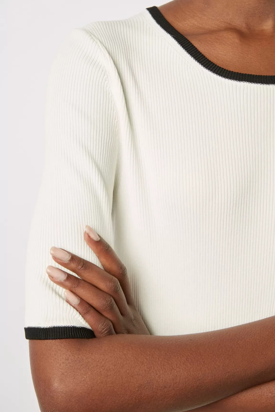 Gerard Darel Pull Uni Bicolore A Cotes Ecru - Lamiss Fashion