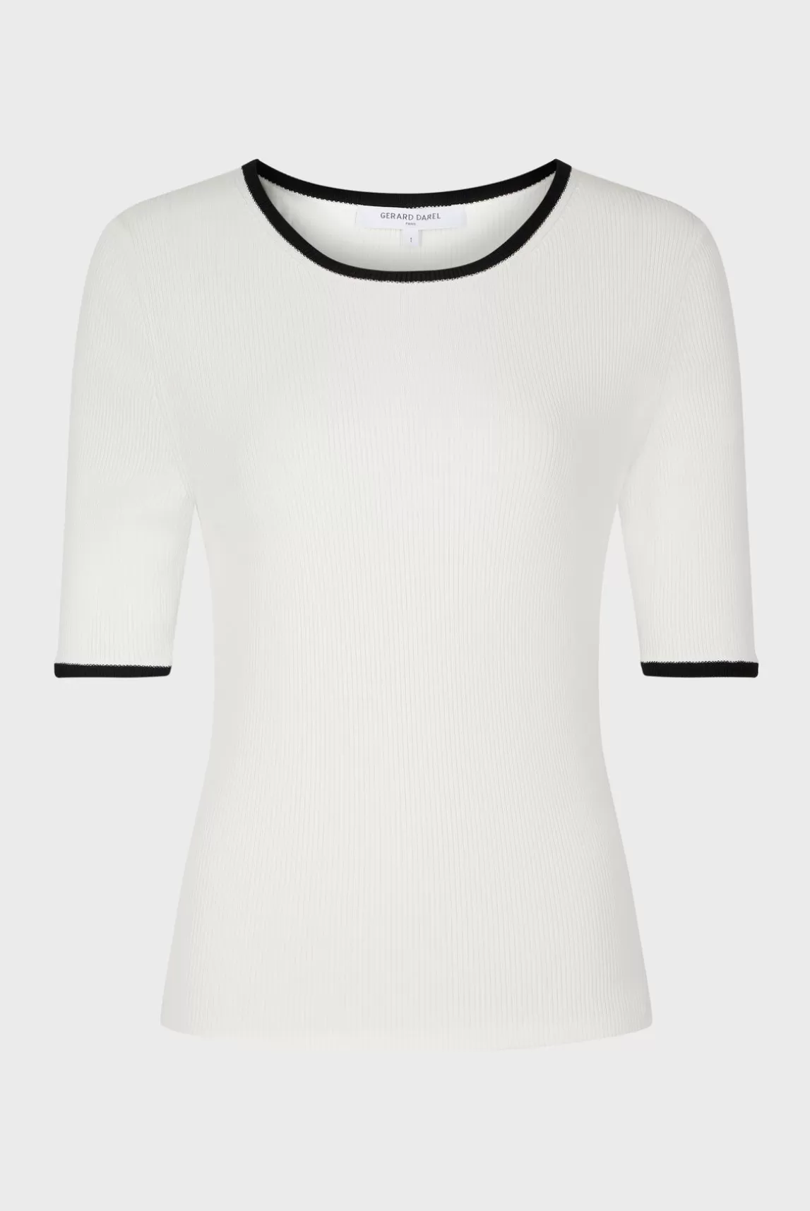 Gerard Darel Pull Uni Bicolore A Cotes Ecru - Lamiss Fashion