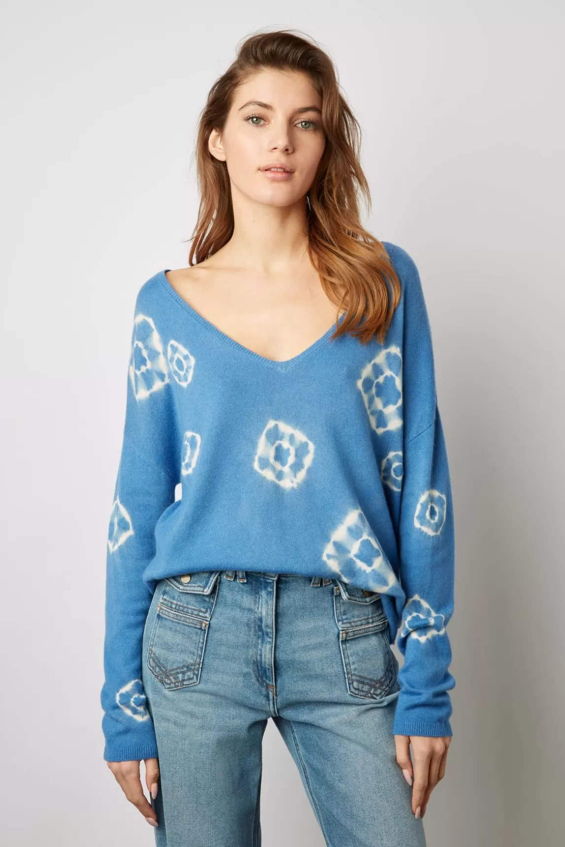 Gerard Darel Pull V En Cachemire Tie & Dye Bleu - Lehnie Cheap