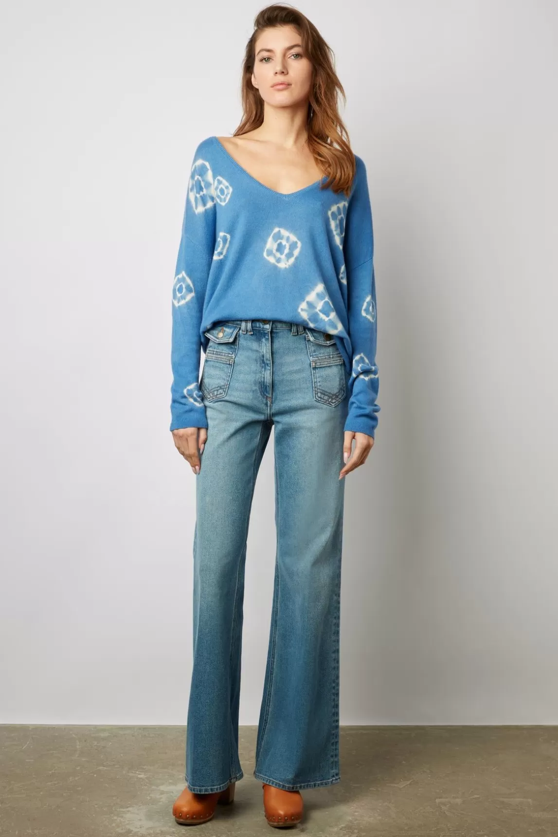 Gerard Darel Pull V En Cachemire Tie & Dye Bleu - Lehnie Cheap