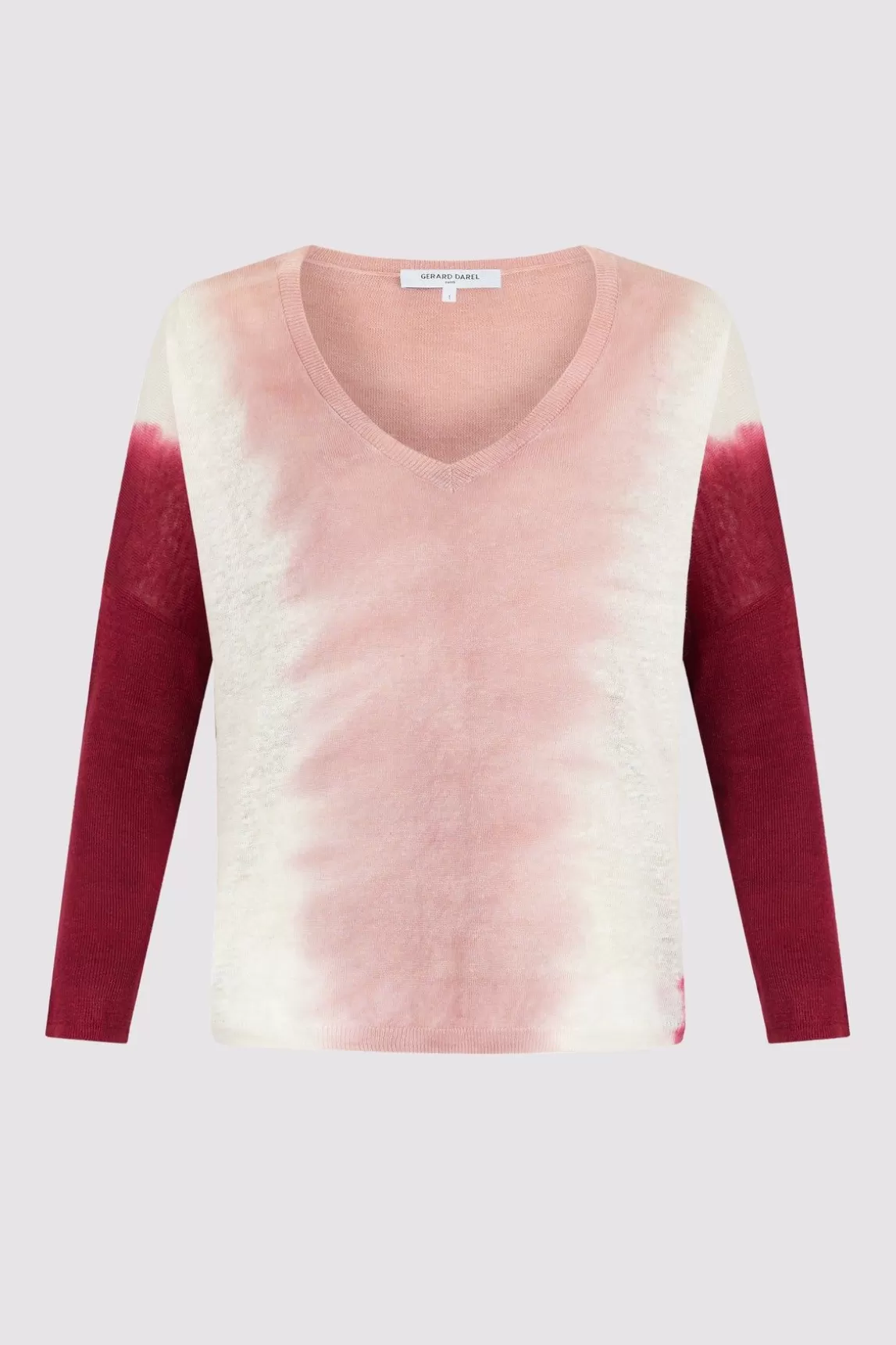 Gerard Darel Pull V Tie And Dye En Lin Rose Vif - Lamy Best