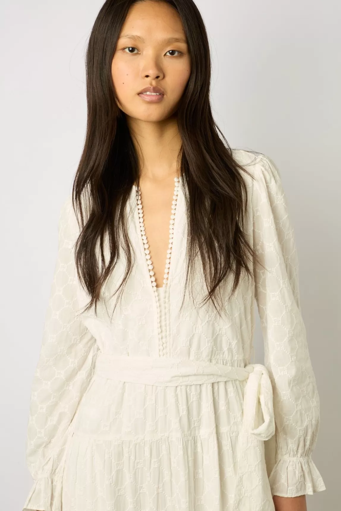 Gerard Darel Robe Longue Blanche Brodee Blanc - Etann Clearance