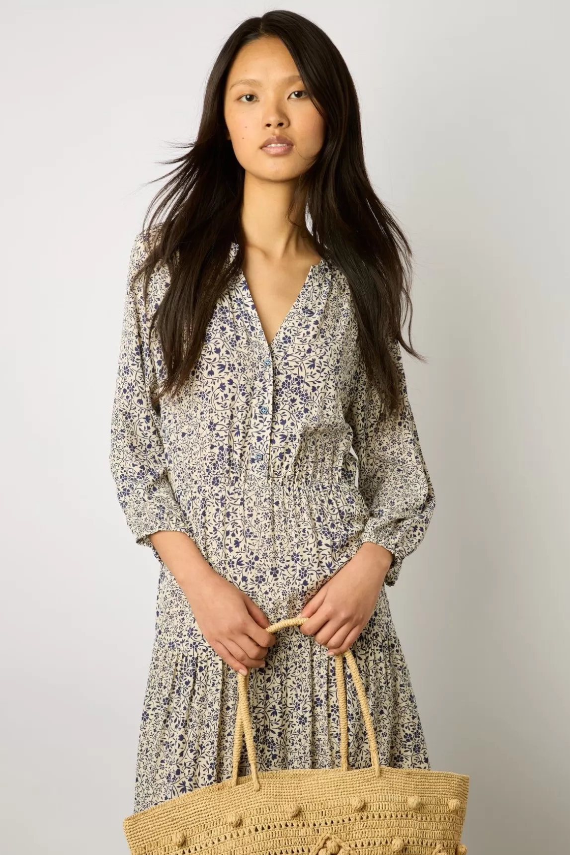 Gerard Darel Robe Longue Imprime Floral Ecru - Erinna Outlet