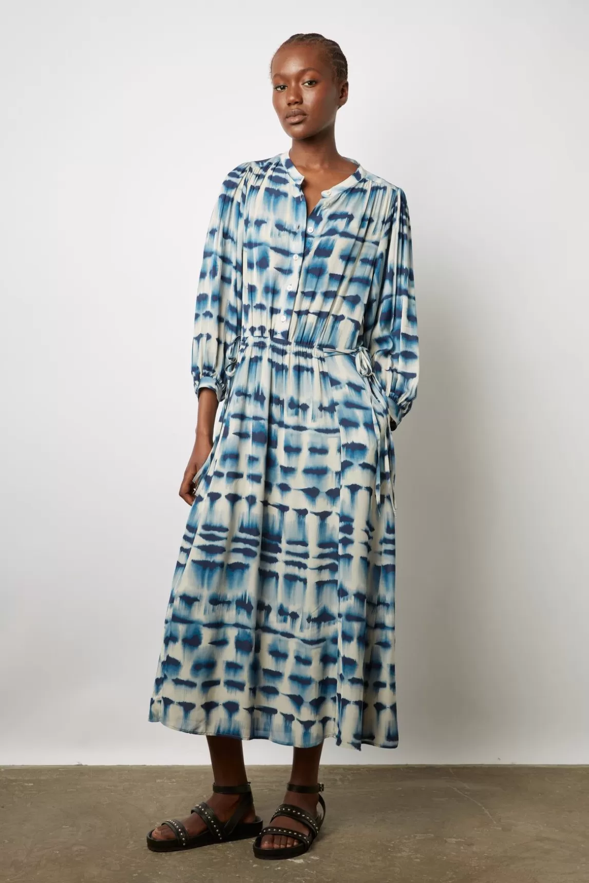 Gerard Darel Robe Midi Tie And Dye Encre - Ellya New