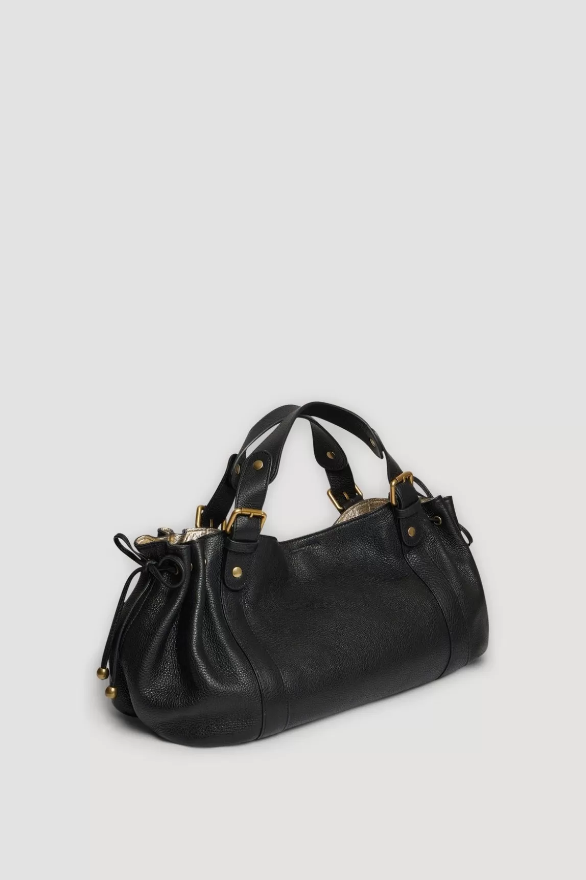 Gerard Darel Sac A Main En Cuir Graine Noir/Or - 24H Fashion