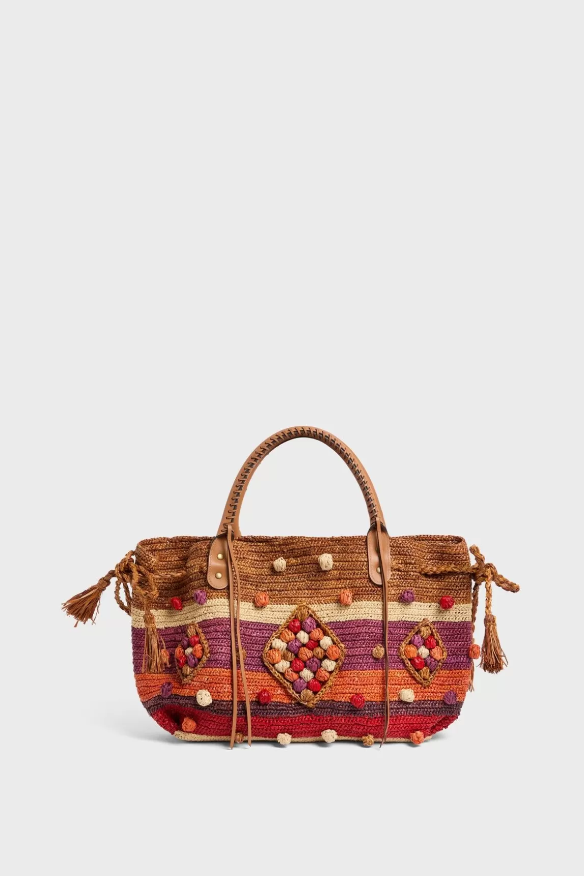 Gerard Darel Sac A Main En Raphia Raye Rouge - 24Gd Fashion