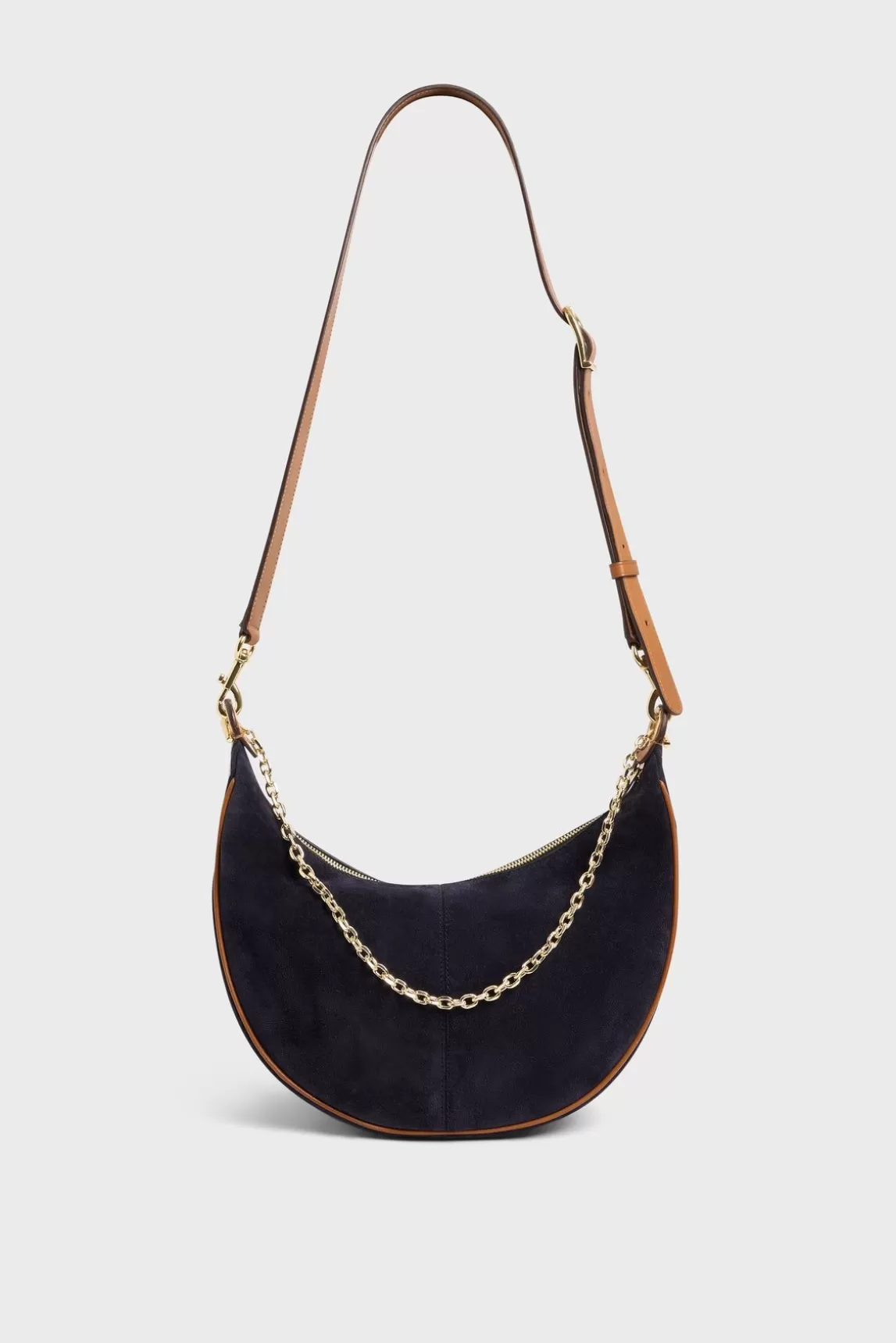 Gerard Darel Sac Demi-Lune En Cuir Velours Bleu - Suzanne Sale