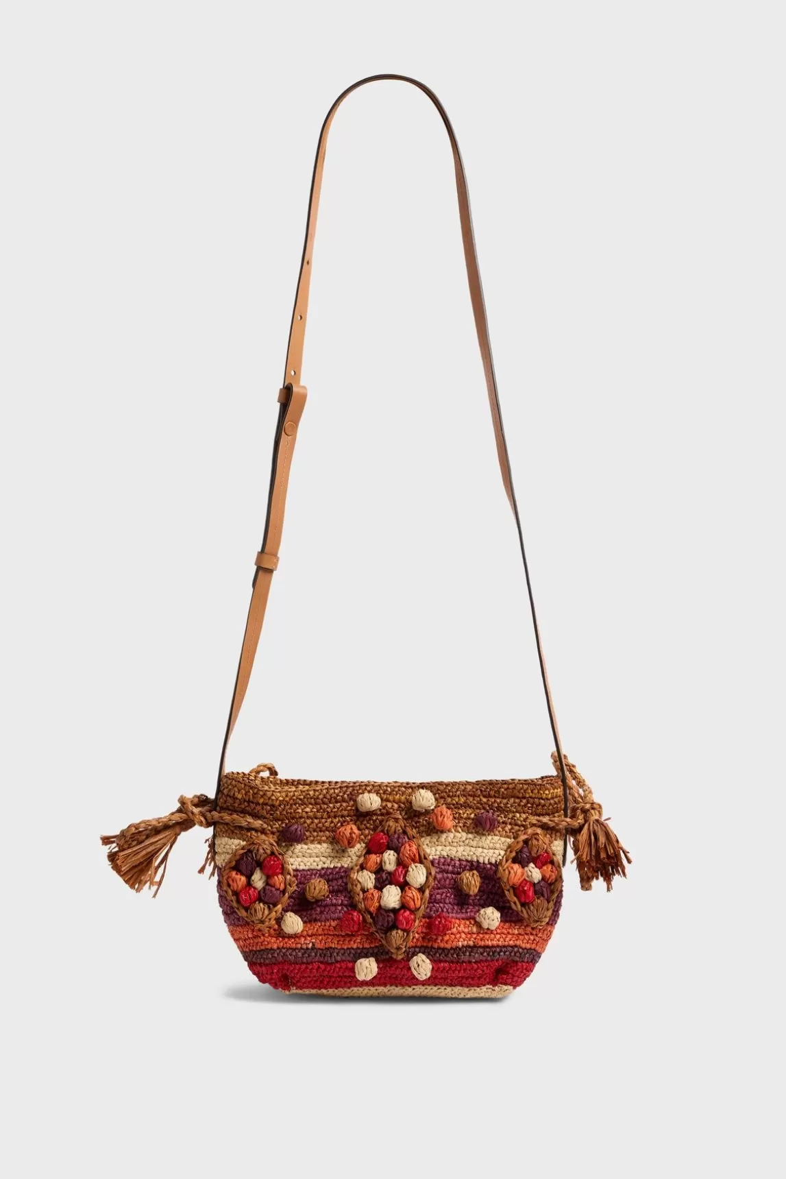 Gerard Darel Sac Travers En Raphia Rouge - Mini 24 Shop