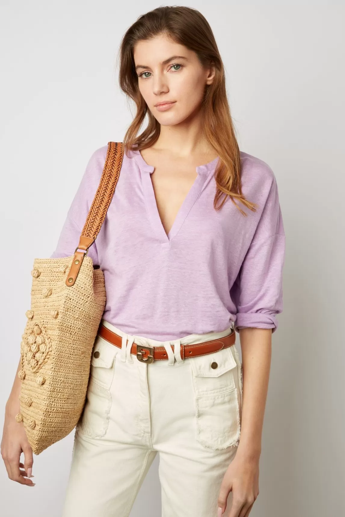 Gerard Darel Tshirt Col Tunisien Lilas - Maddie Cheap