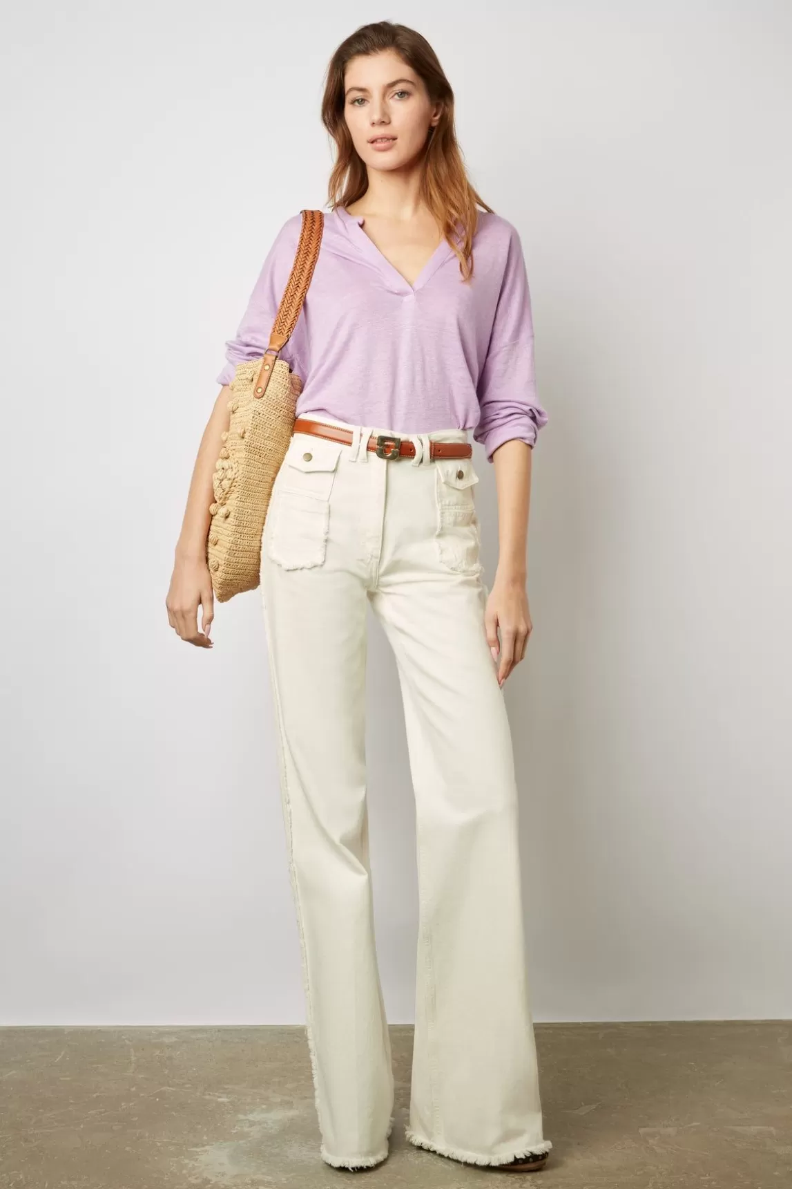 Gerard Darel Tshirt Col Tunisien Lilas - Maddie Cheap