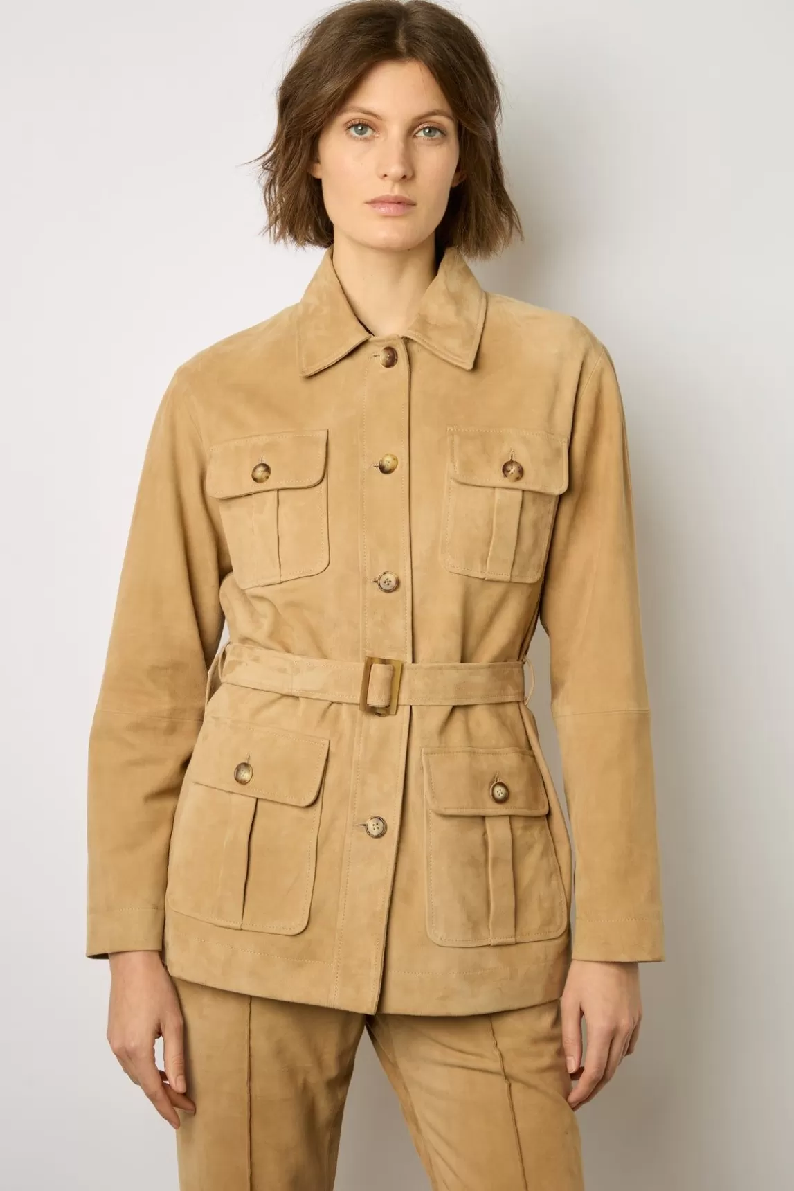 Gerard Darel Veste En Chevre Velours Sable - Joyce Discount