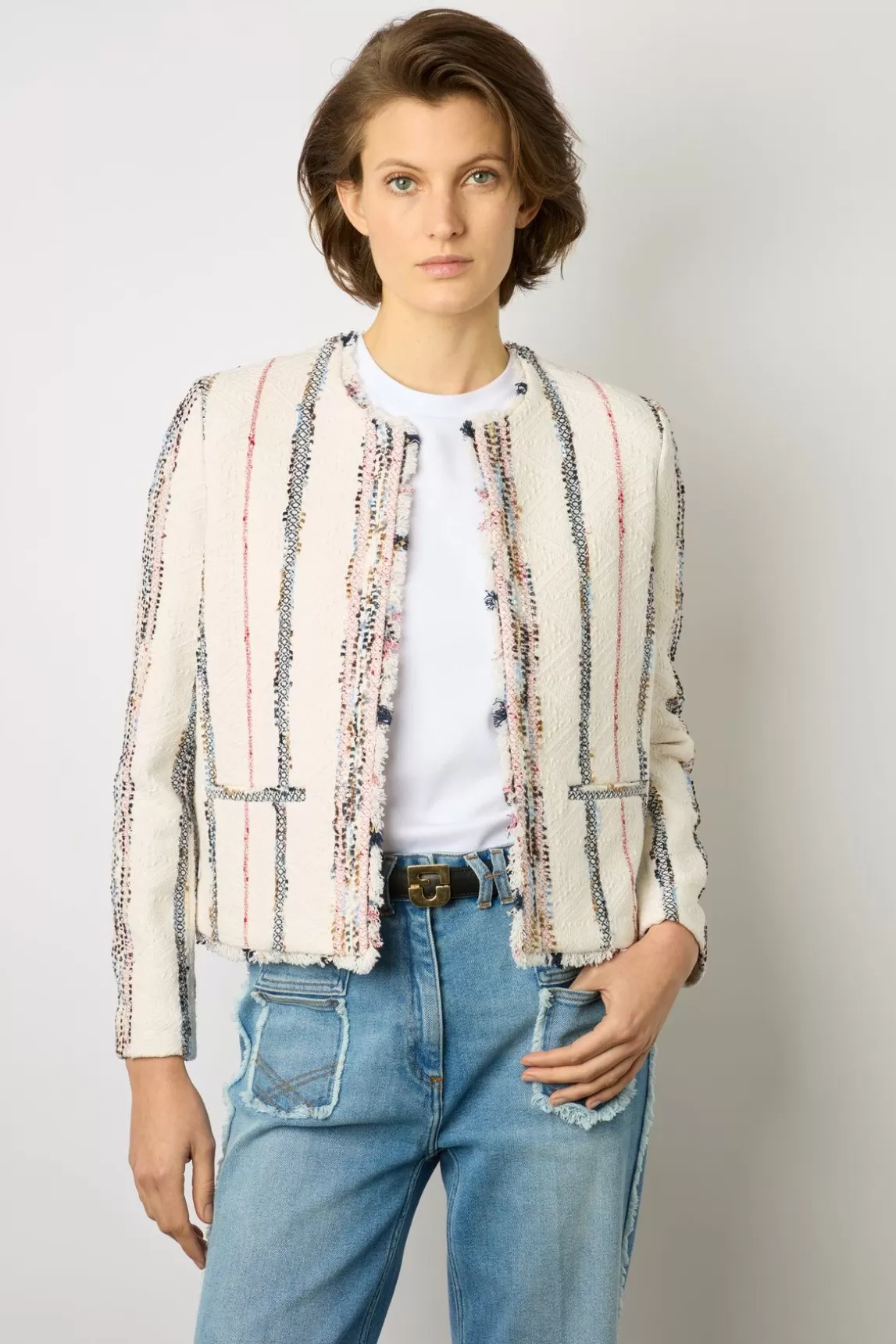 Gerard Darel Veste En Tweed Multicolore Naturel - Bonnie Online
