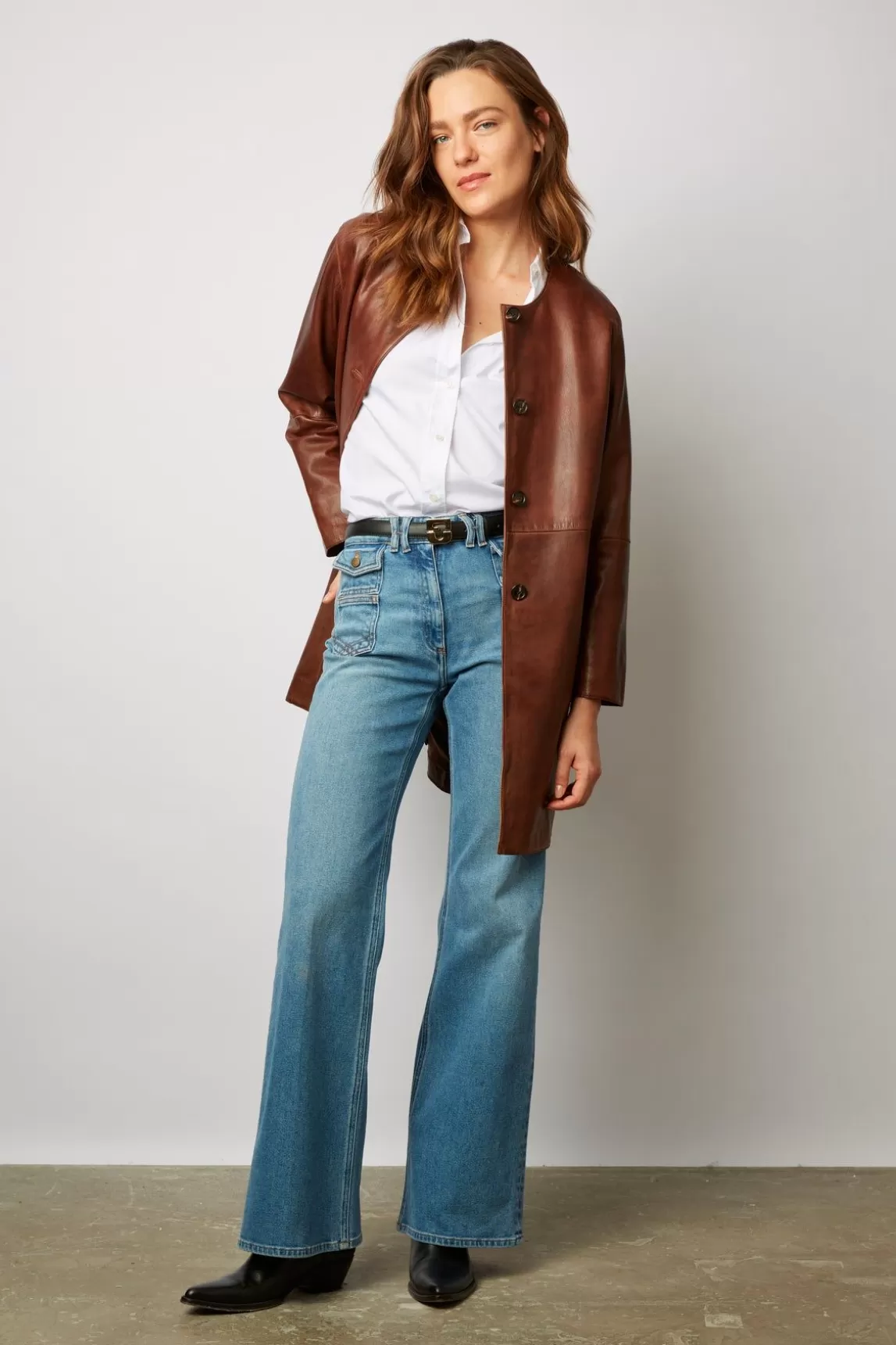 Gerard Darel Veste Longue En Cuir Vieilli - Nalinha Cheap